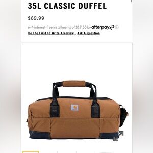 Carhartt duffle bag! Like new!!